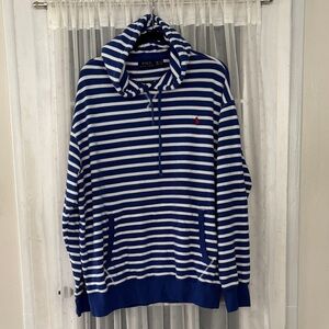 Ralph Lauren Blue and White Striped Polo Hoodie Men’s 3XB